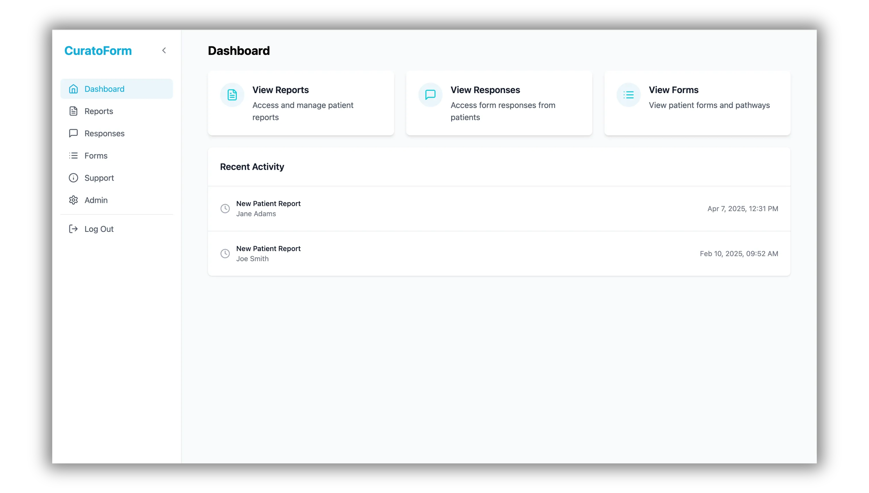 CuratoForm form builder dashboard